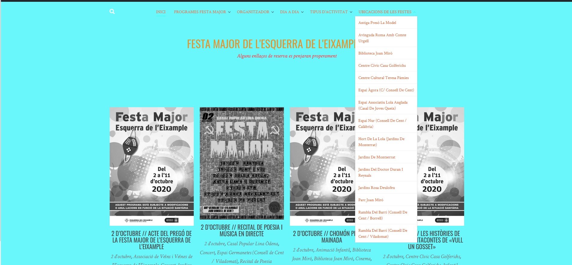 Adaptació i disseny web per la Festes Esquerra Eixample